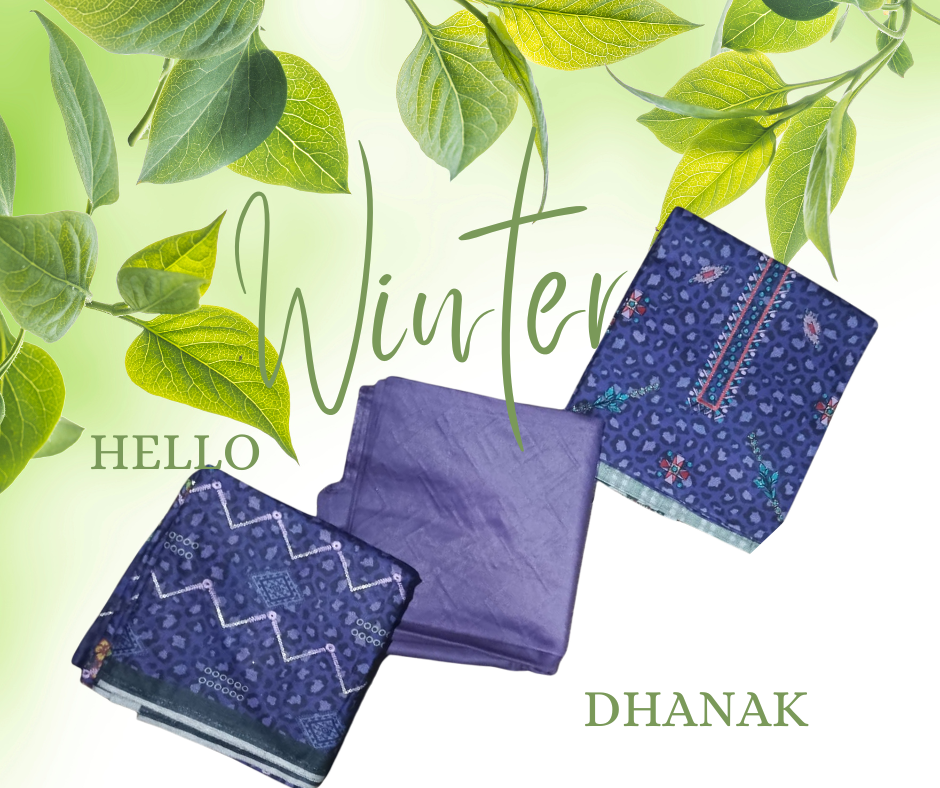 Embroidered Dhanak 3PC Suit with Digital Print – EDHD-5