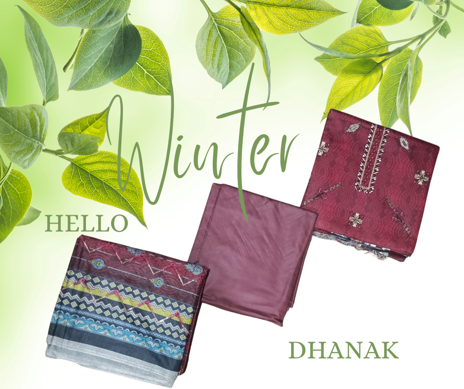 Embroidered Dhanak 3PC Suit with Digital Print – EDHD-7