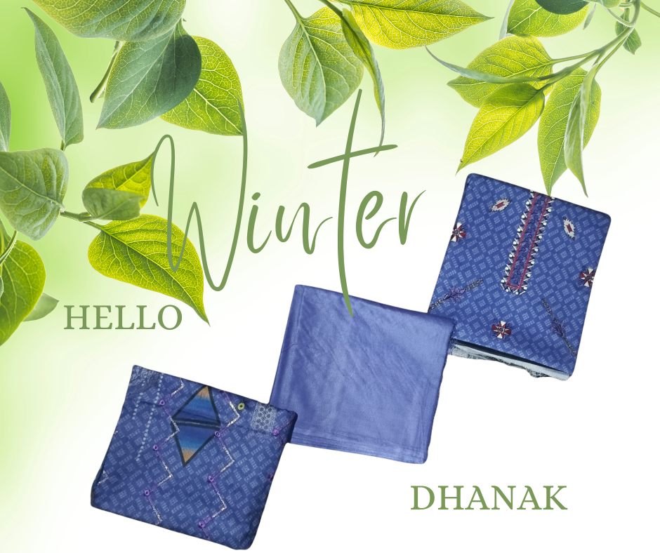 Embroidered Dhanak 3PC Suit with Digital Print – EDHD-2