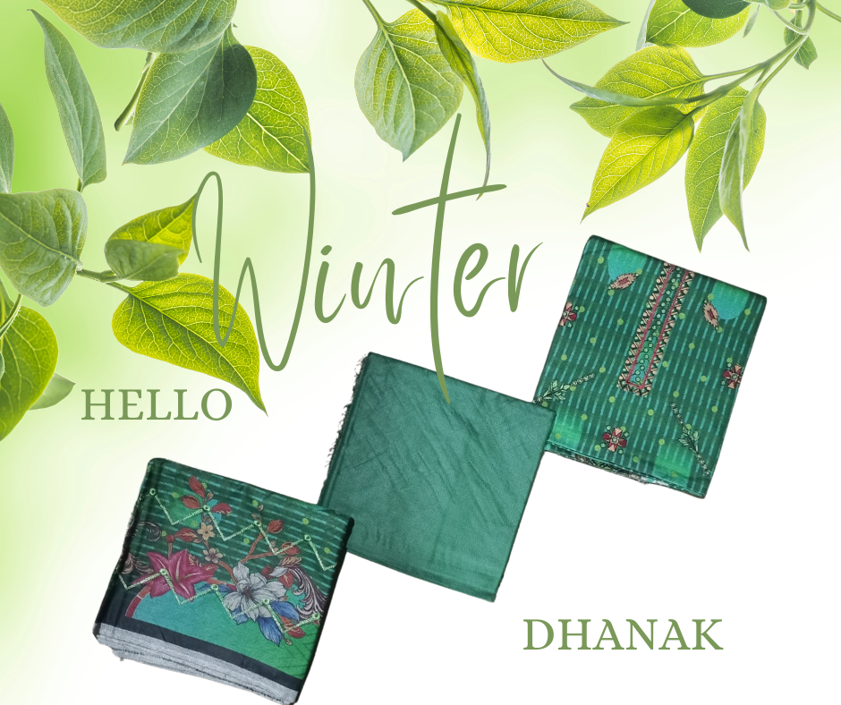 Embroidered Dhanak 3PC Suit with Digital Print – EDHD-3