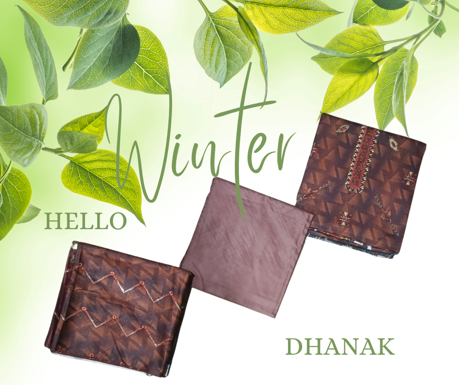 Embroidered Dhanak 3PC Suit with Digital Print – EDHD-6