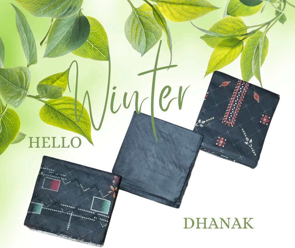 Embroidered Dhanak 3PC Suit with Digital Print – EDHD-1