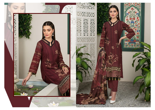 Title: Digital Print Dhanak Banadora 3PC Suit – DHBD-2