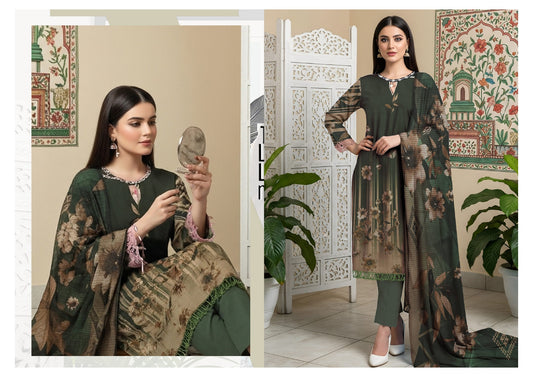 Title: Digital Print Dhanak Banadora 3PC Suit – DHBD-3
