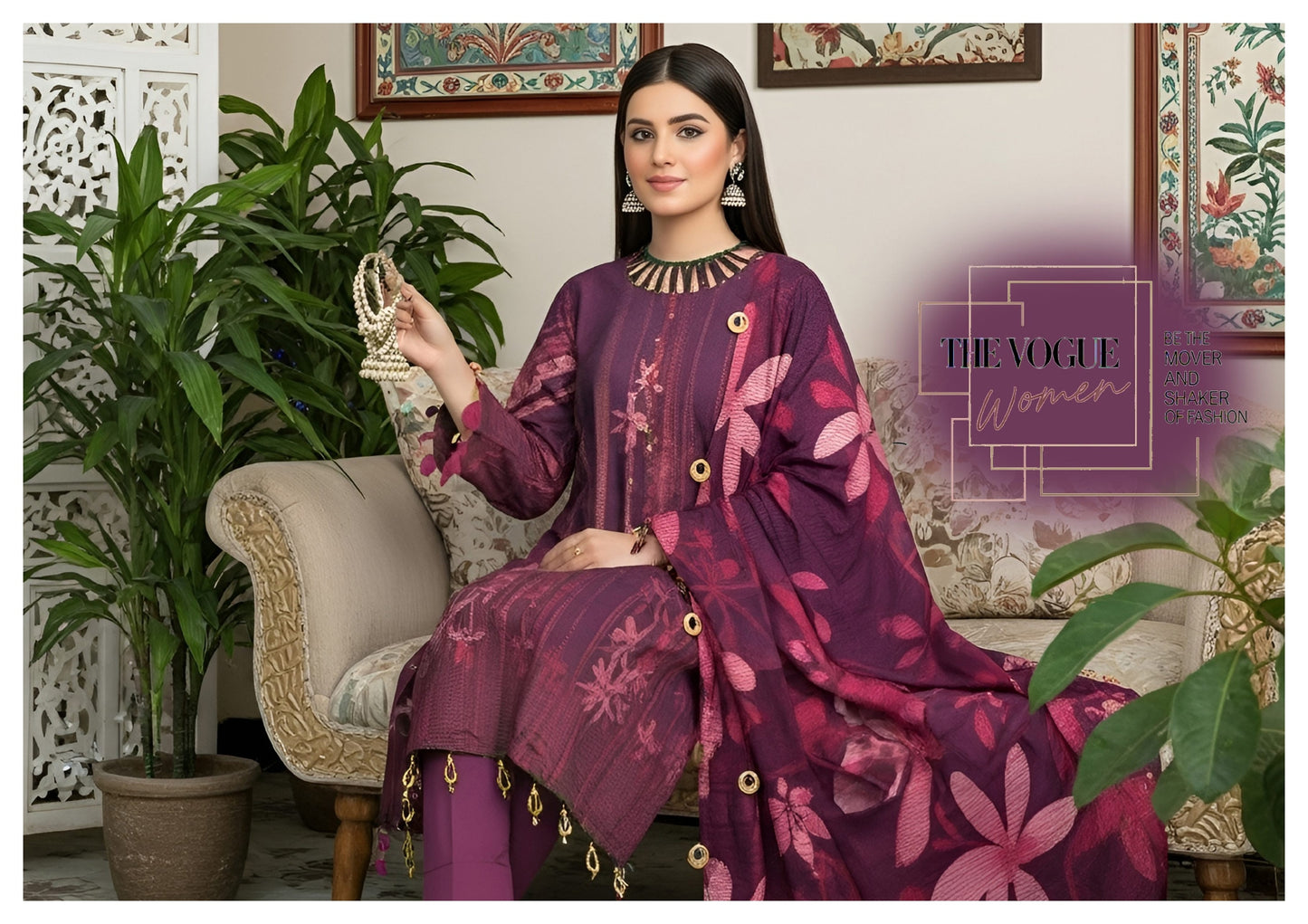 Title: Digital Print Dhanak Banadora 3PC Suit – DHBD-4