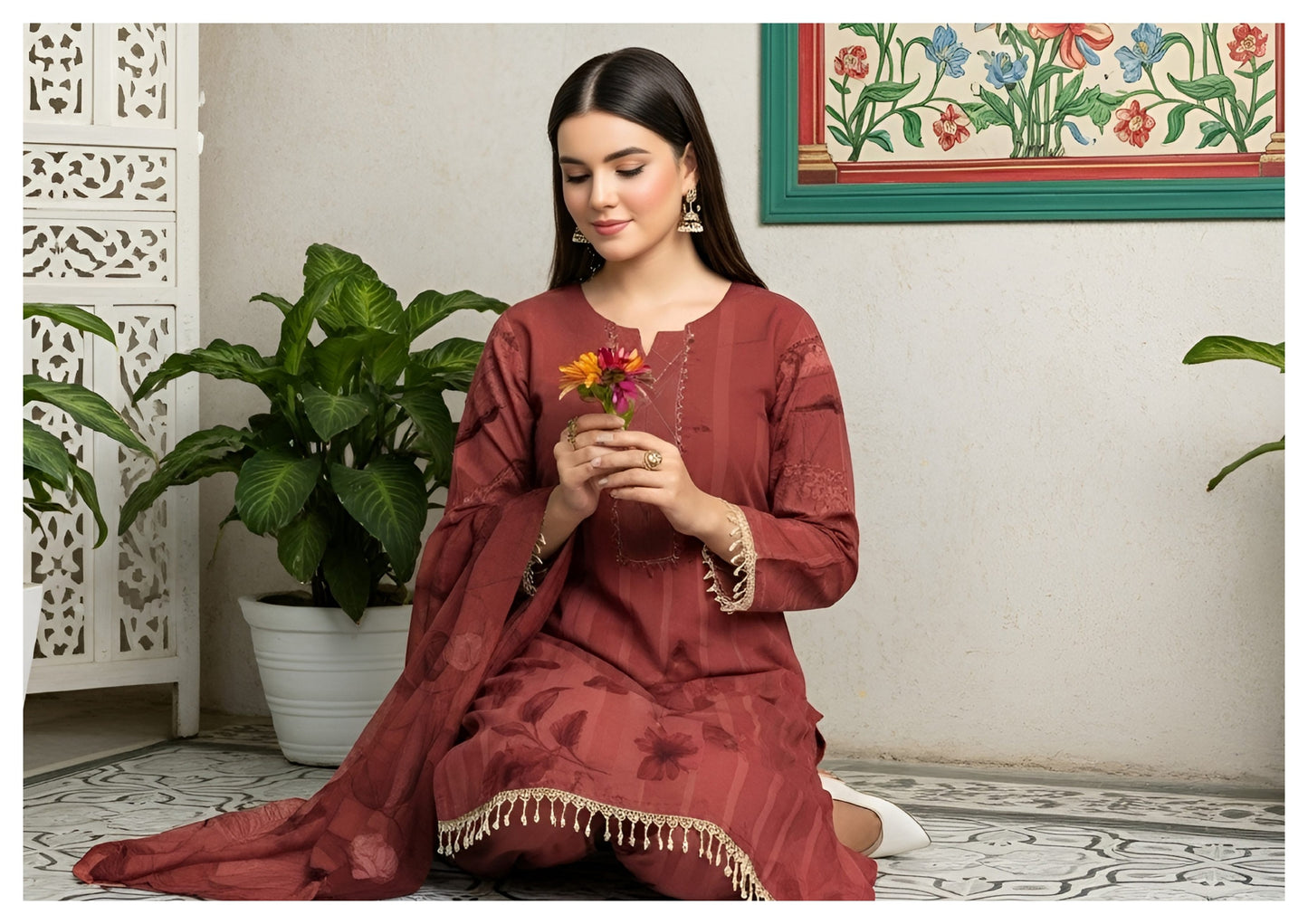 Digital Print Dhanak Banadora 3PC Suit – DHBD-10