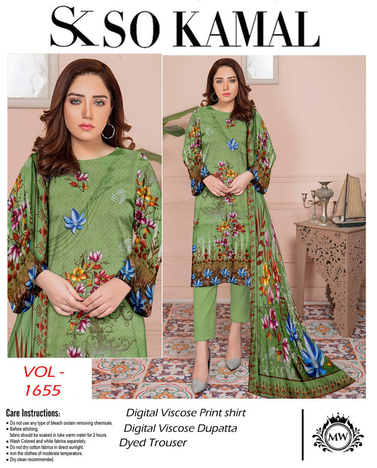Impressive Style | Digital Print Visoce 3PC Digital Viscose Suit – VDP-3