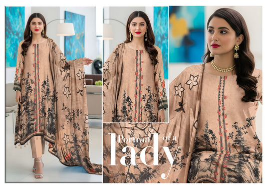 Staple Banadora Bold 3PC Digital Print Unstitched Suit with fancy monal dupatta-BDB-2