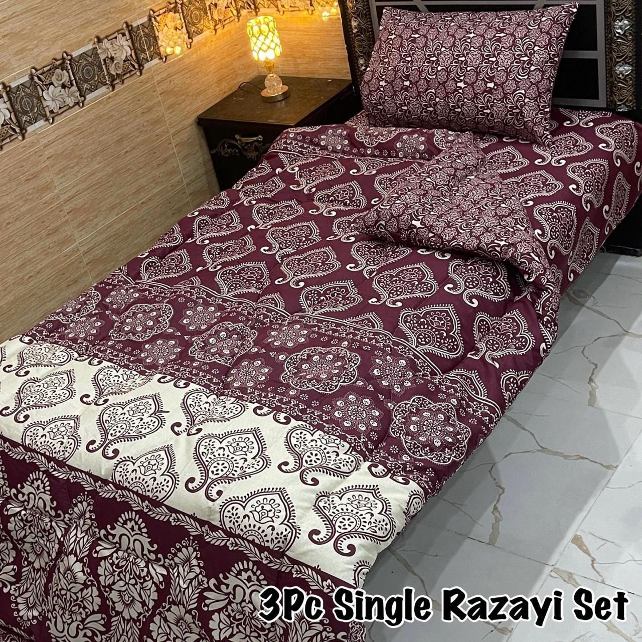 3PC Single Vicky Razai Set 2025 – Premium Mix Cotton with 500 GSM Filling-VR3