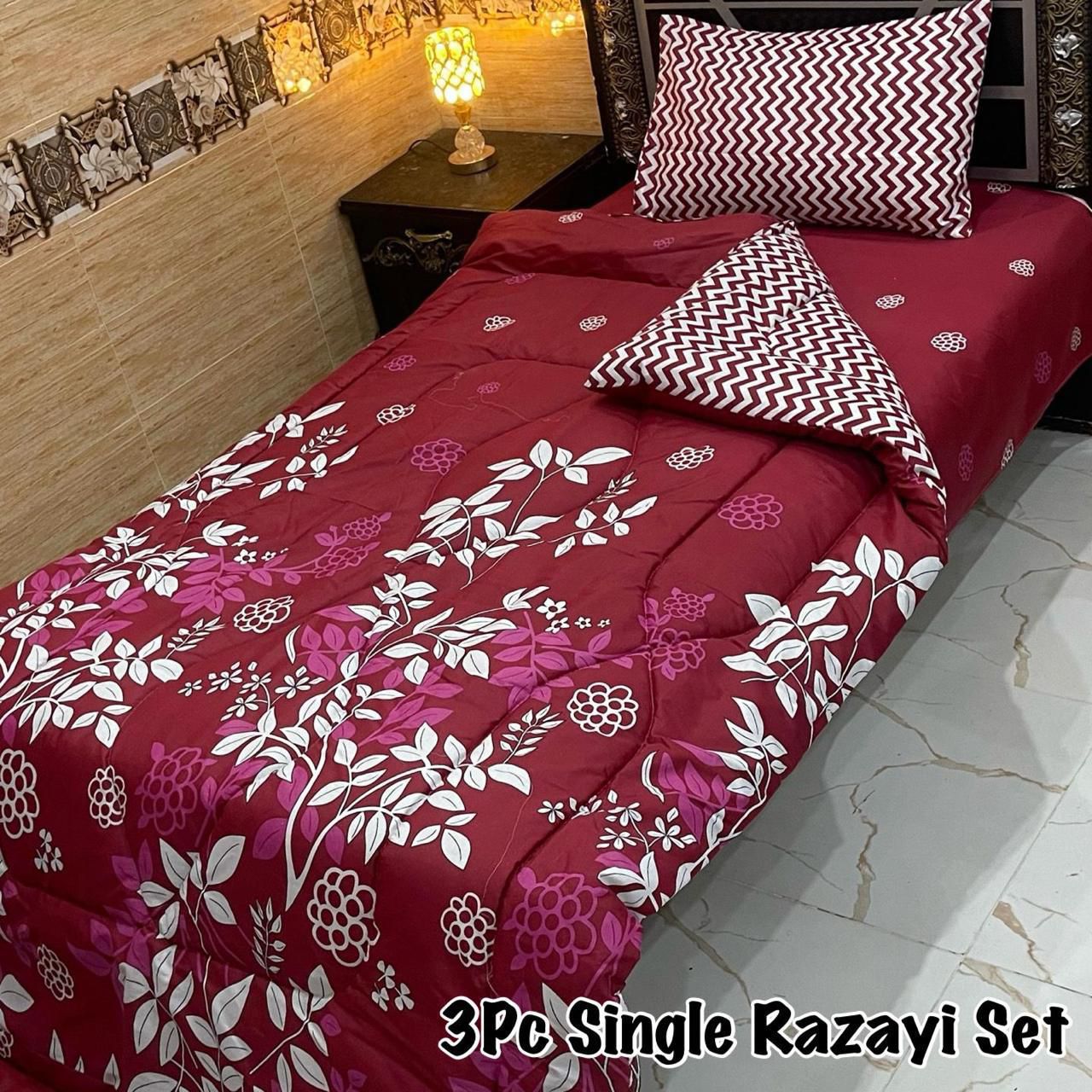 3PC Single Vicky Razai Set 2025 – Premium Mix Cotton with 500 GSM Filling-VR3