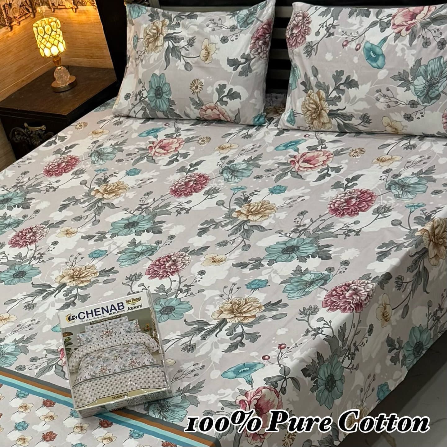 King Size 100% Cotton Panel Bedsheet – Vibrant Floral Rose Design (Available in 50+ Designs & Colors)- Hut