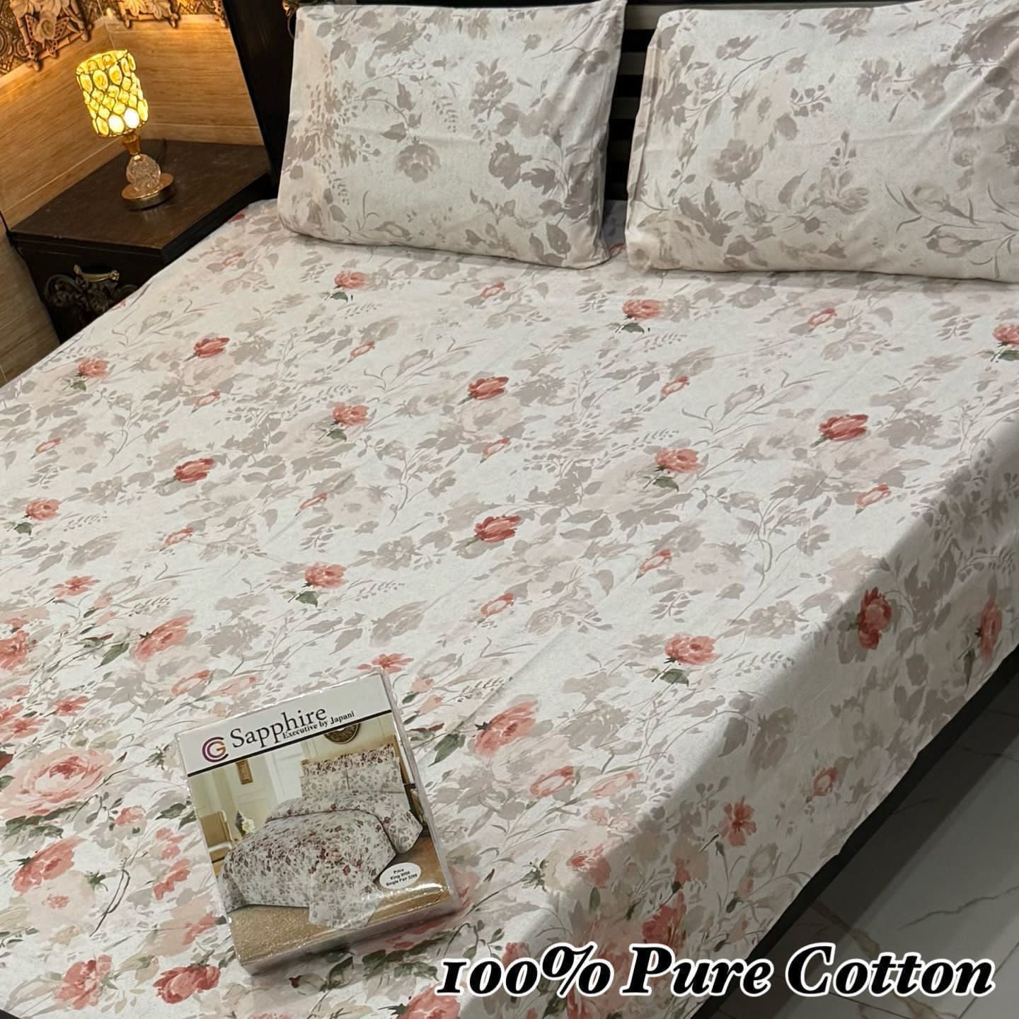 King Size 100% Cotton Panel Bedsheet – Vibrant Floral Rose Design (Available in 50+ Designs & Colors)- Hut