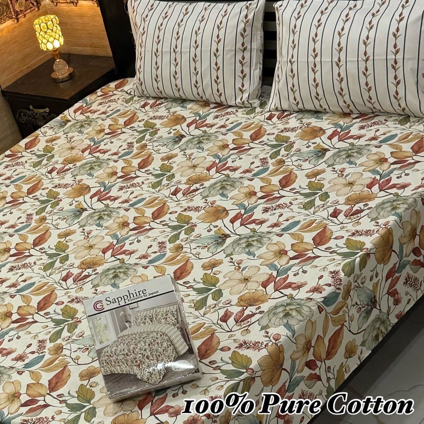 King Size 100% Cotton Panel Bedsheet – Vibrant Floral Rose Design (Available in 50+ Designs & Colors)- Hut