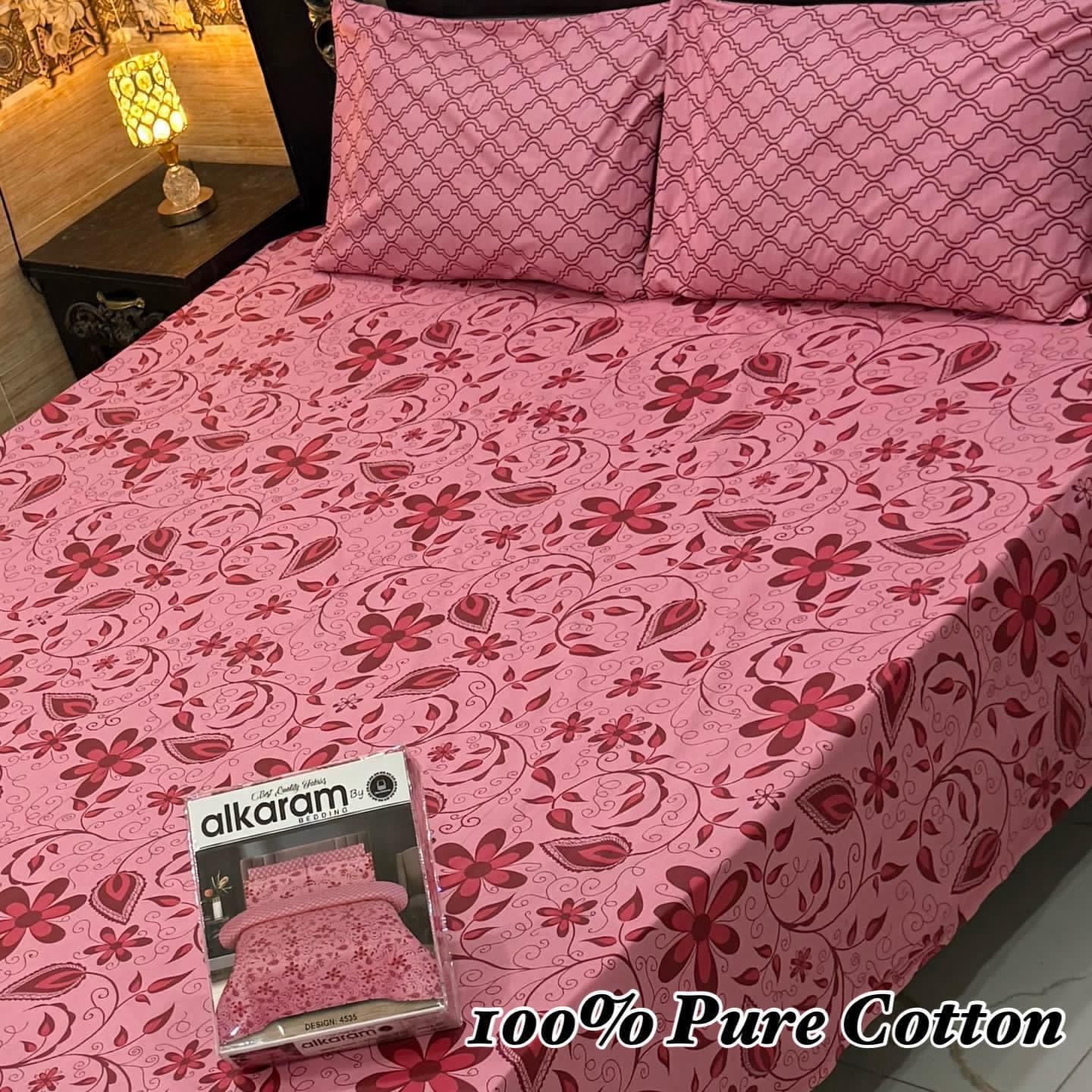 King Size 100% Cotton Panel Bedsheet – Vibrant Floral Rose Design (Available in 50+ Designs & Colors)- Hut