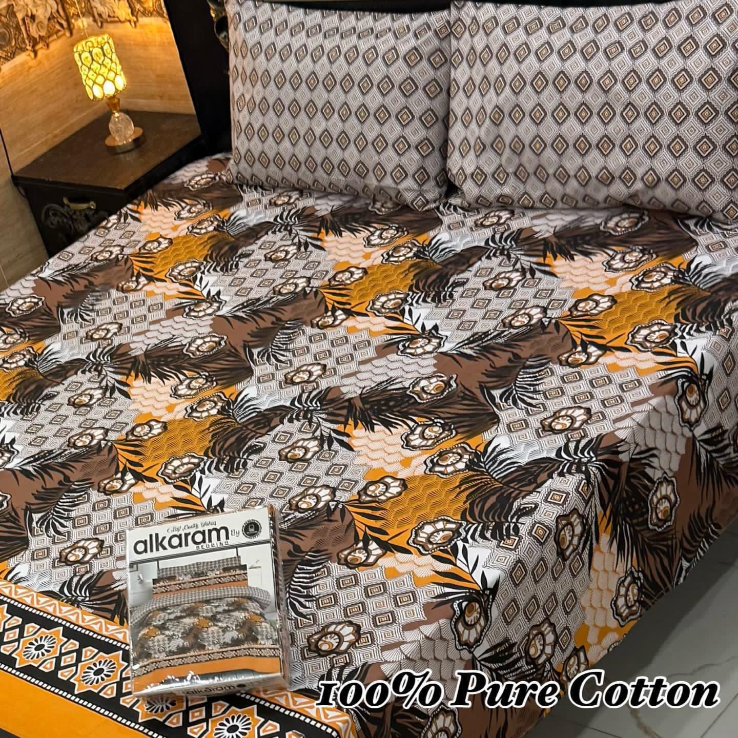 King Size 100% Cotton Panel Bedsheet – Vibrant Floral Rose Design (Available in 50+ Designs & Colors)- Hut