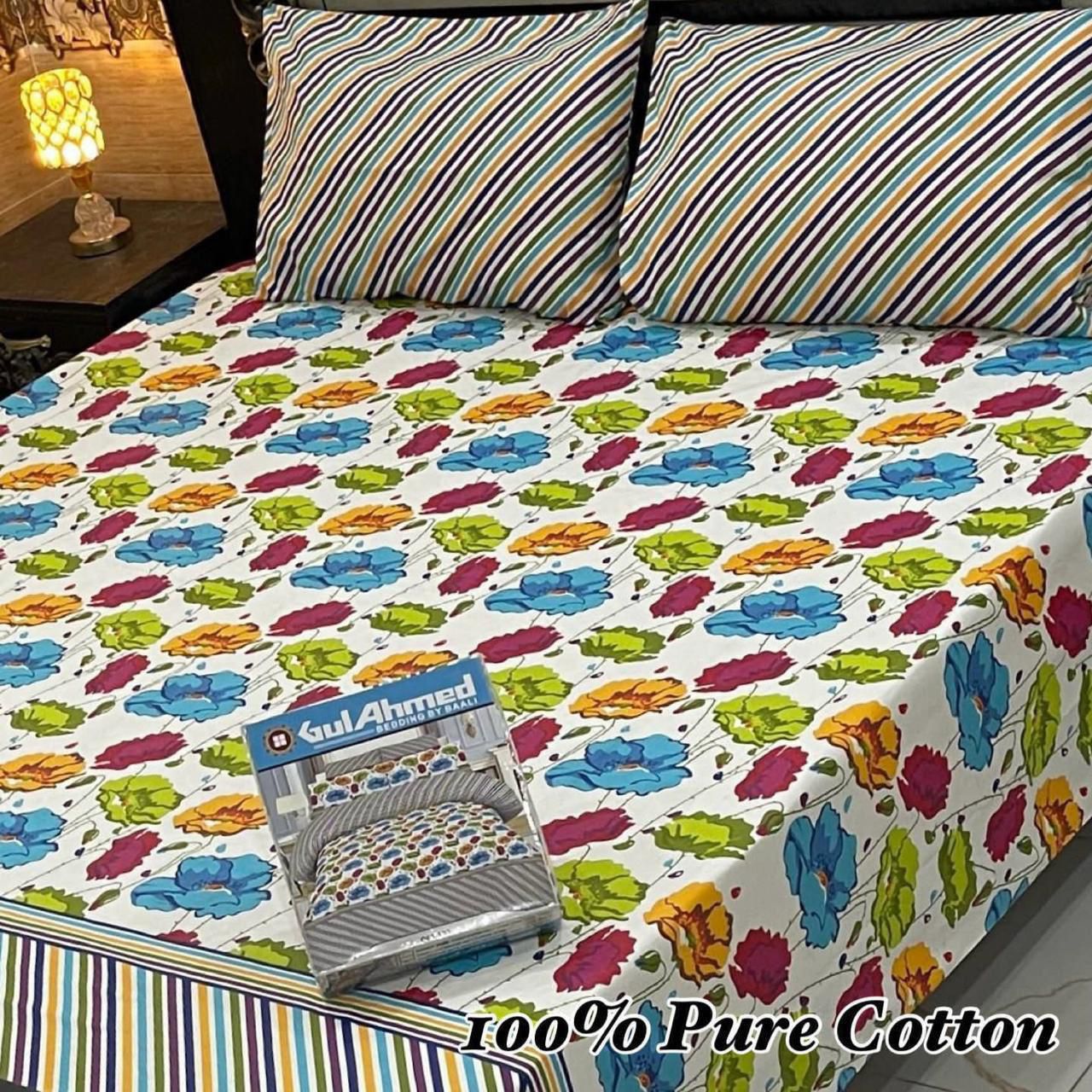 King Size 100% Cotton Panel Bedsheet – Vibrant Floral Rose Design (Available in 50+ Designs & Colors)- Hut