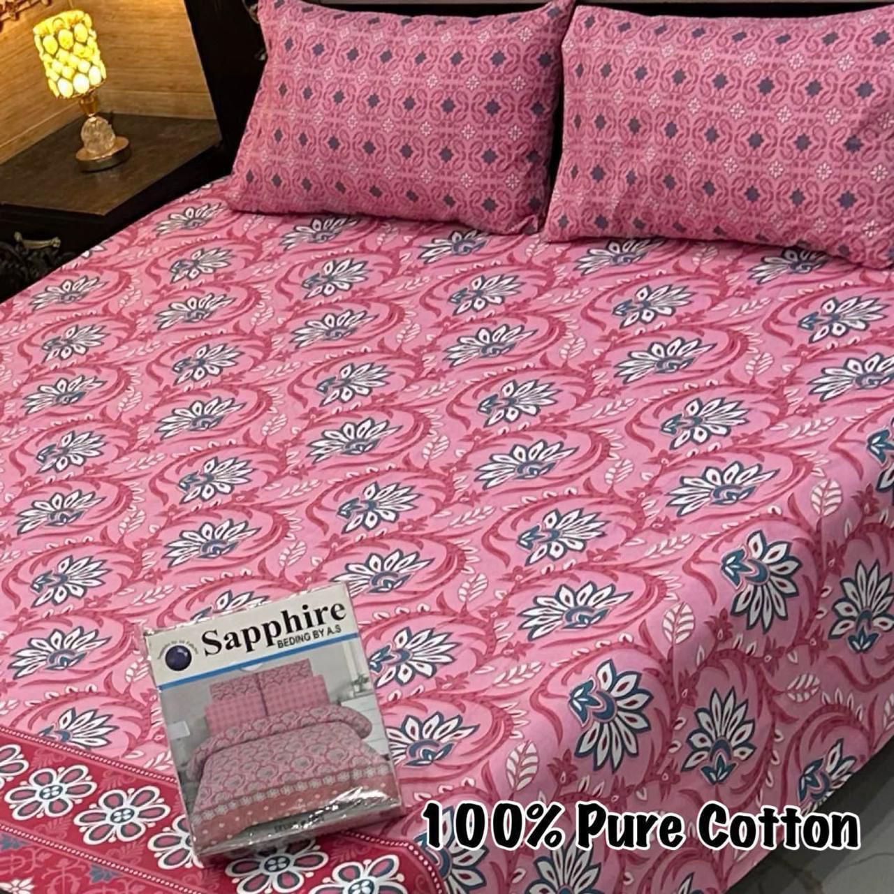 King Size 100% Cotton Panel Bedsheet – Vibrant Floral Rose Design (Available in 50+ Designs & Colors)- Hut