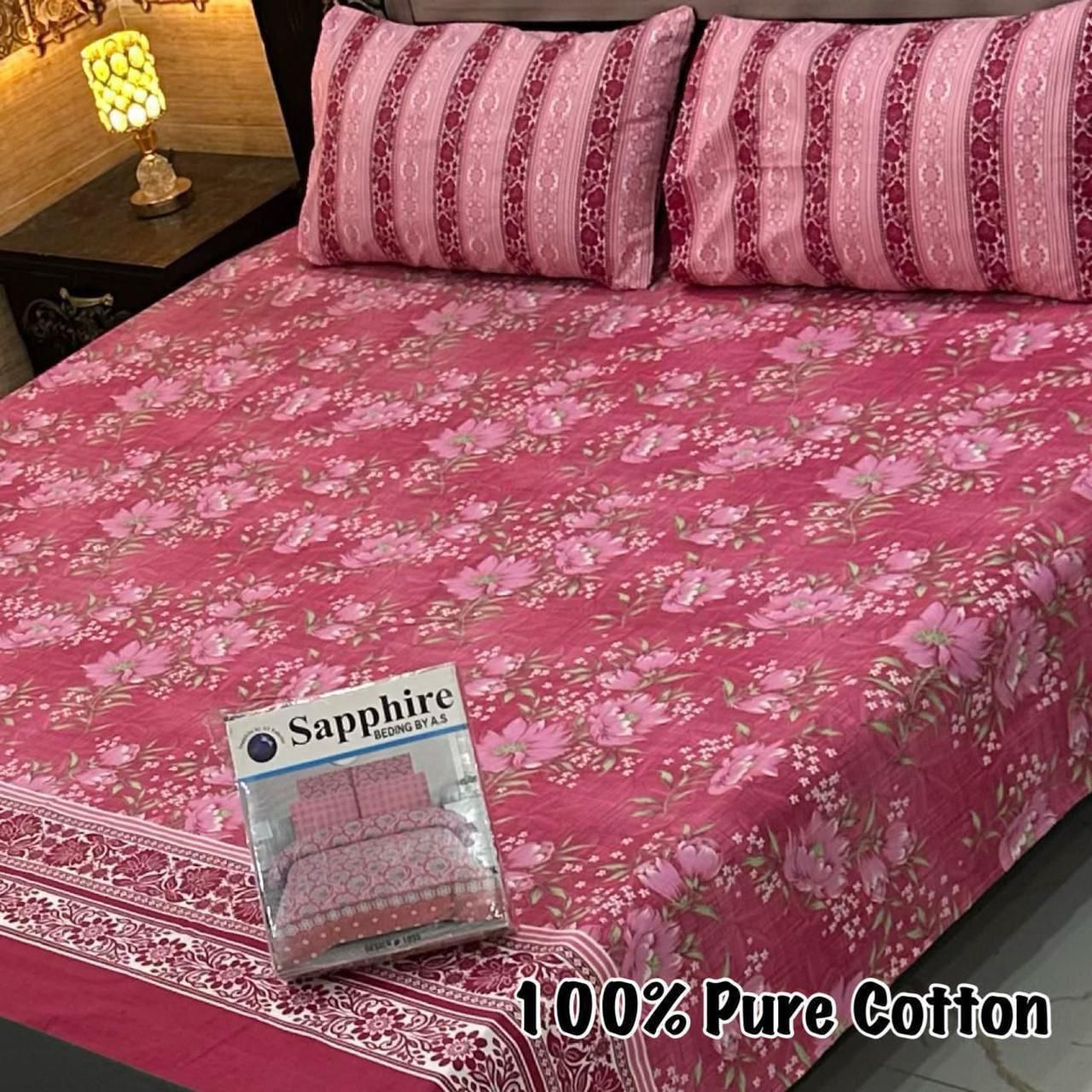 King Size 100% Cotton Panel Bedsheet – Vibrant Floral Rose Design (Available in 50+ Designs & Colors)- Hut