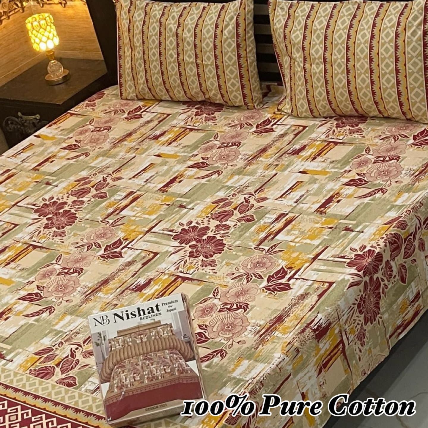 King Size 100% Cotton Panel Bedsheet – Vibrant Floral Rose Design (Available in 50+ Designs & Colors)- Hut
