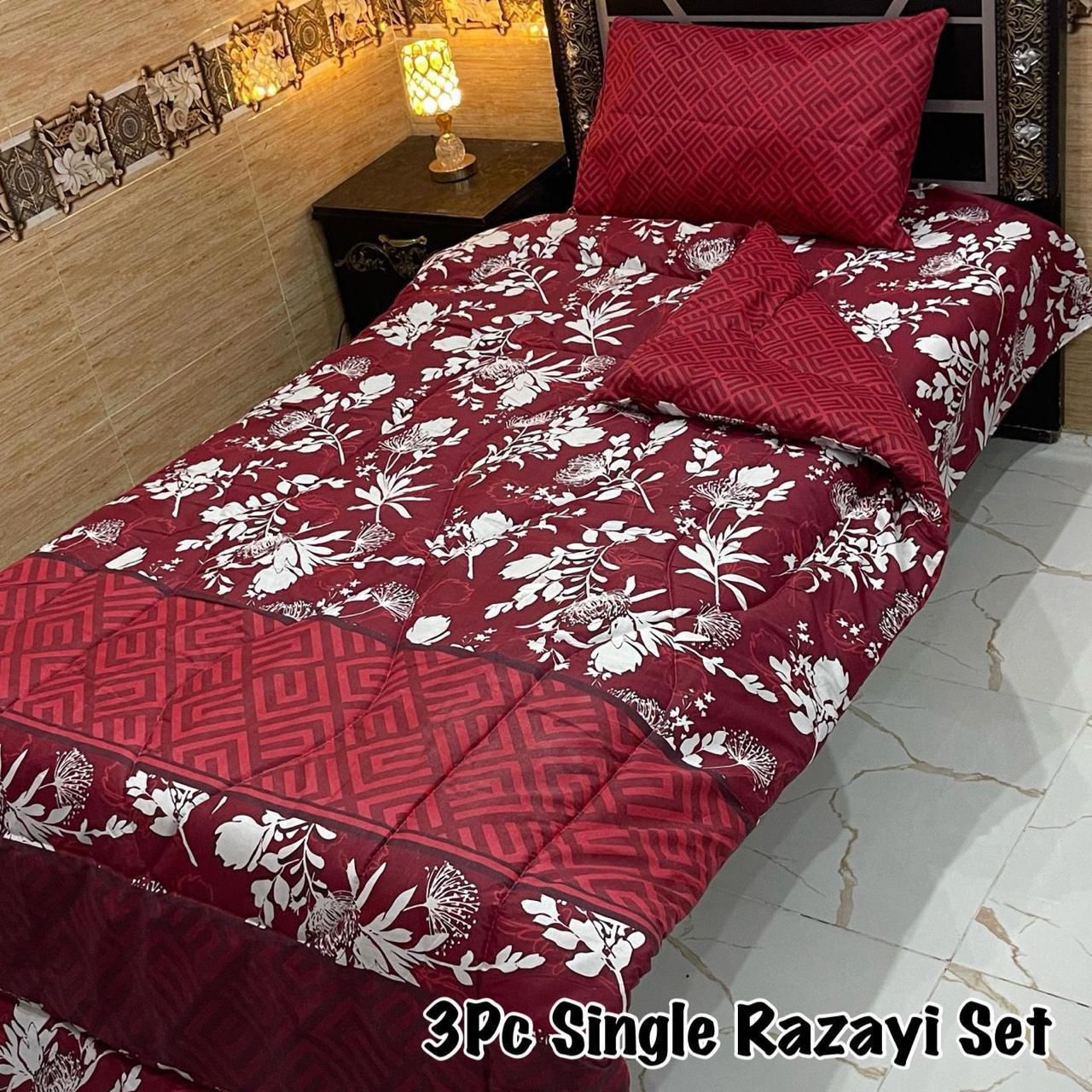 3PC Single Vicky Razai Set 2025 – Premium Mix Cotton with 500 GSM Filling-VR3