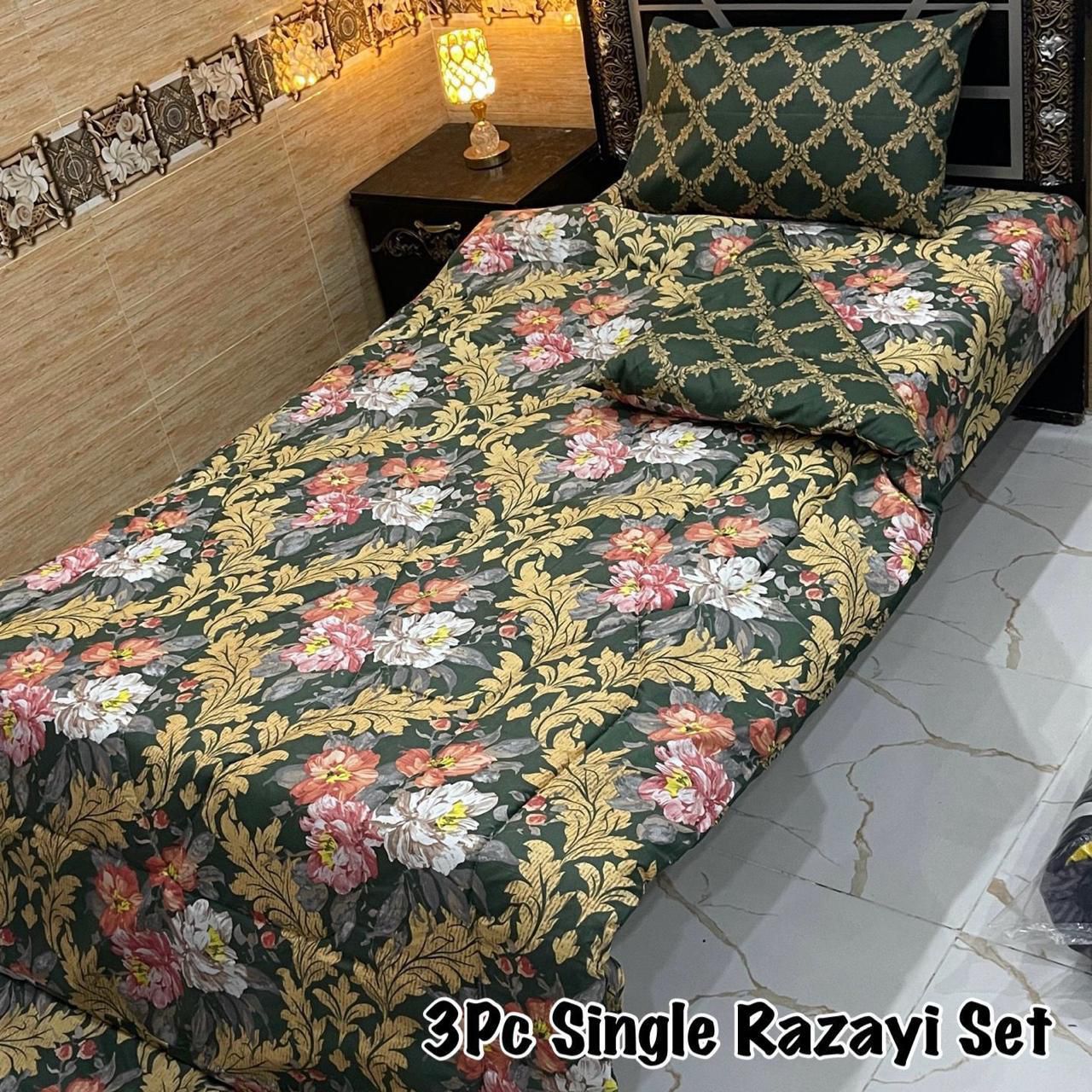 3PC Single Vicky Razai Set 2025 – Premium Mix Cotton with 500 GSM Filling-VR3