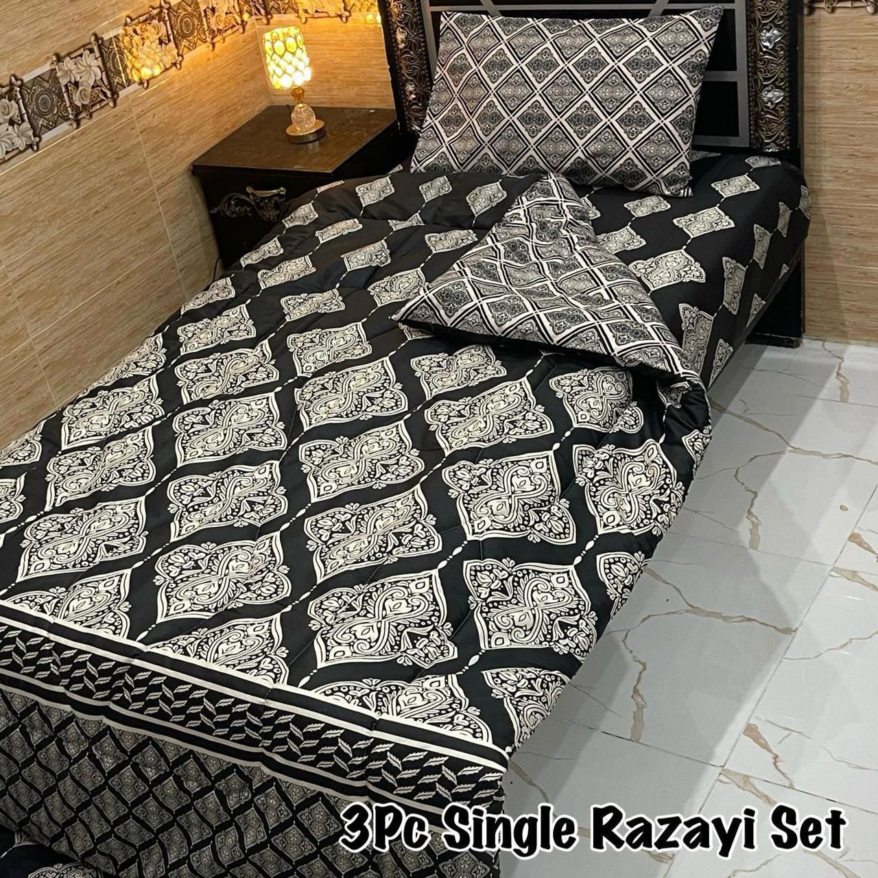 3PC Single Vicky Razai Set 2025 – Premium Mix Cotton with 500 GSM Filling-VR3