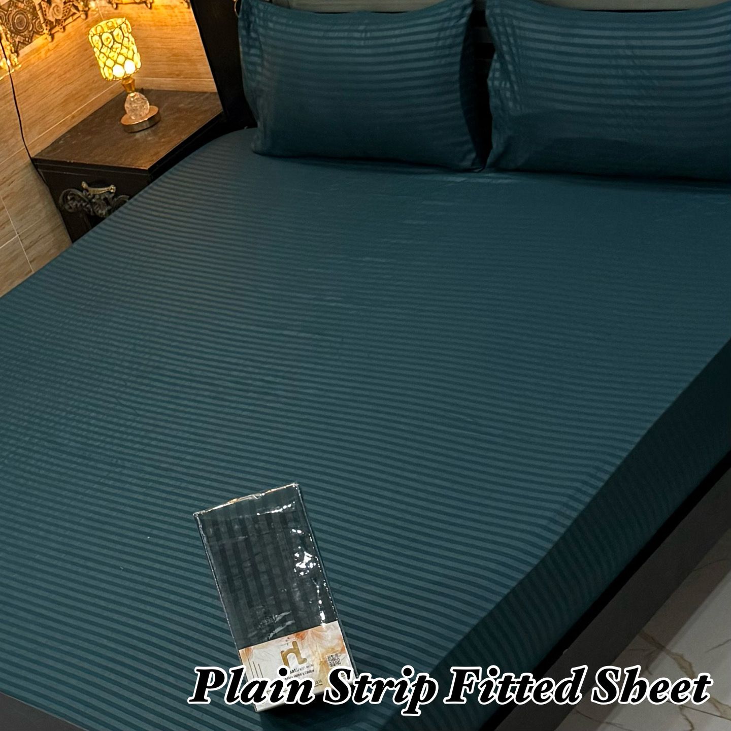 3Pc Micro Strip Fitted Bedsheet Set – King Size with Deep Side Coverage (Available in 8 Colors) - Hut