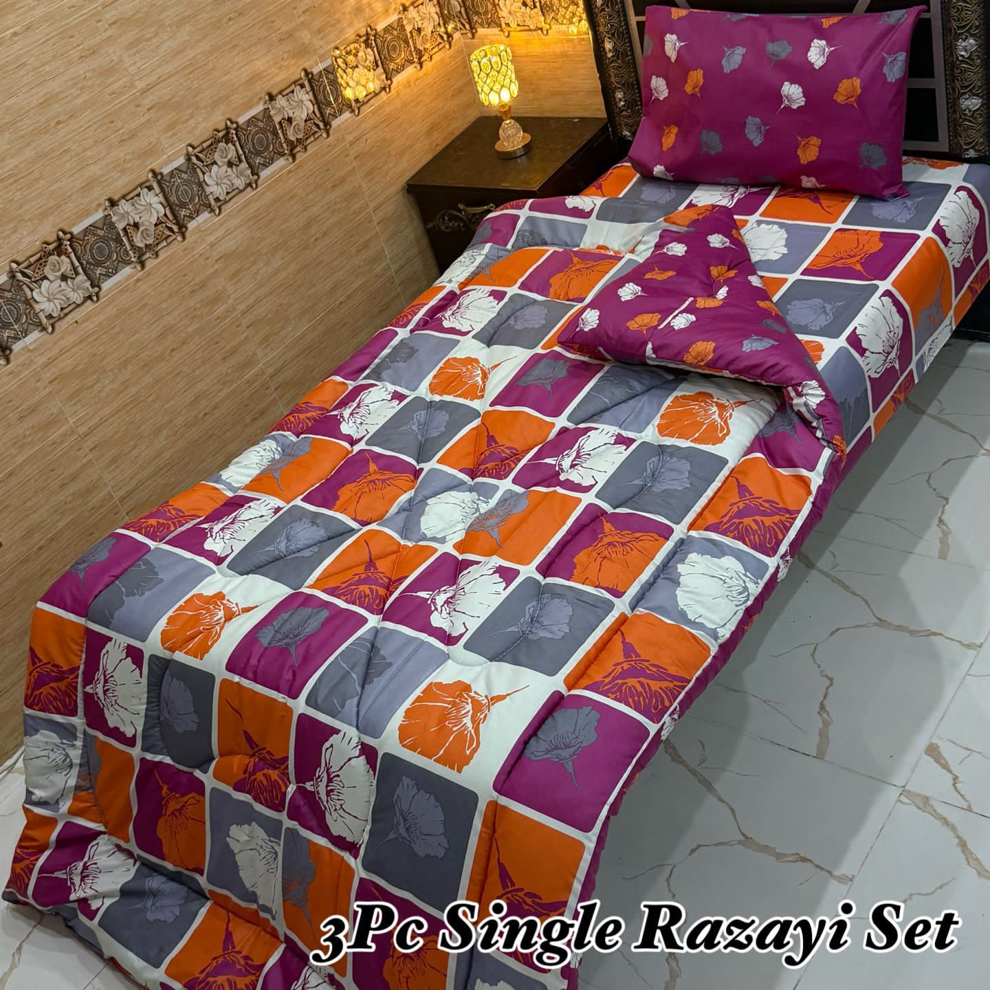 3PC Single Vicky Razai Set 2025 – Premium Mix Cotton with 500 GSM Filling-VR3
