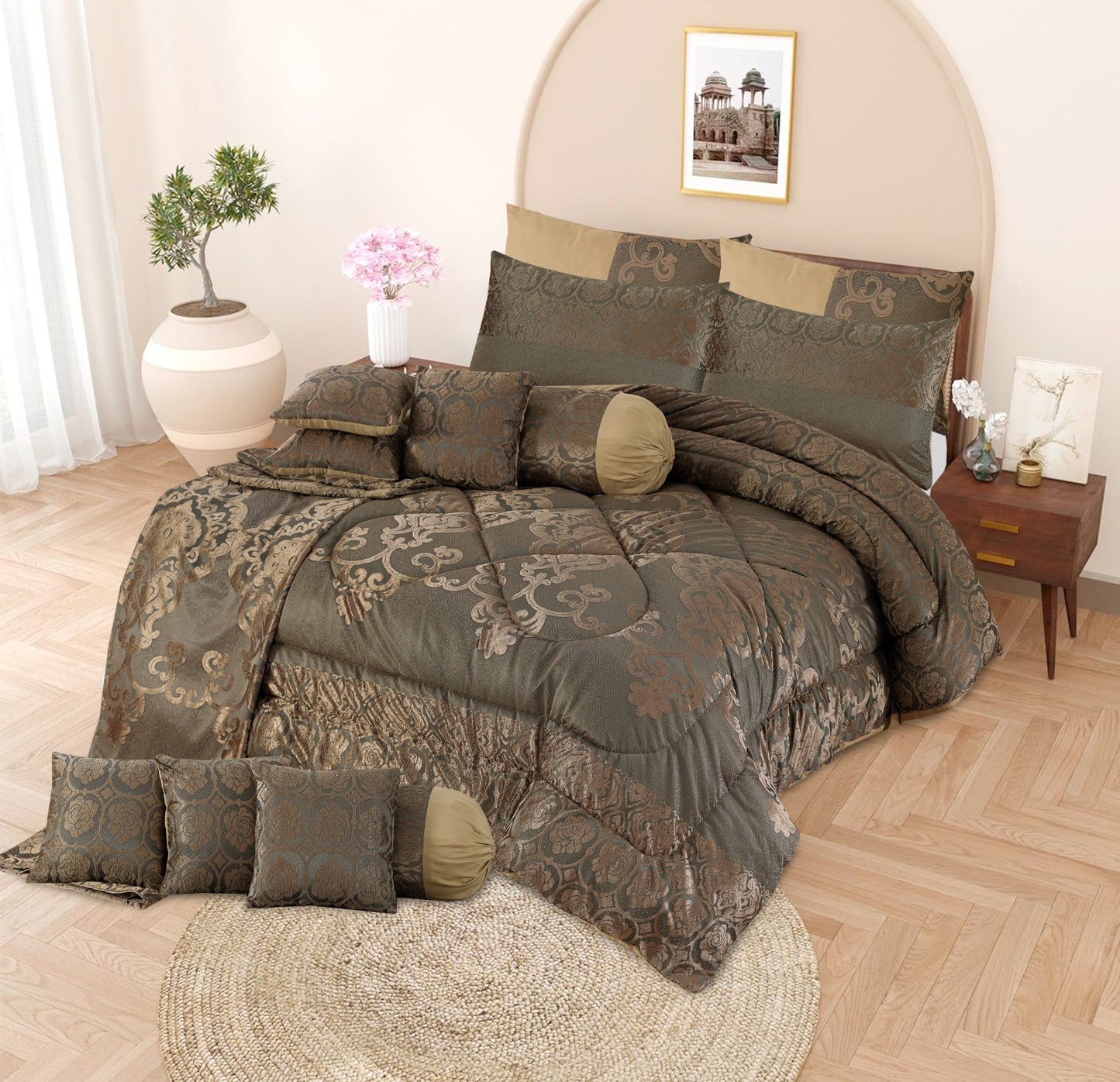 Premium 14 PCS Filled Razai Set – Executive Plush Fabric with 12 Color Options