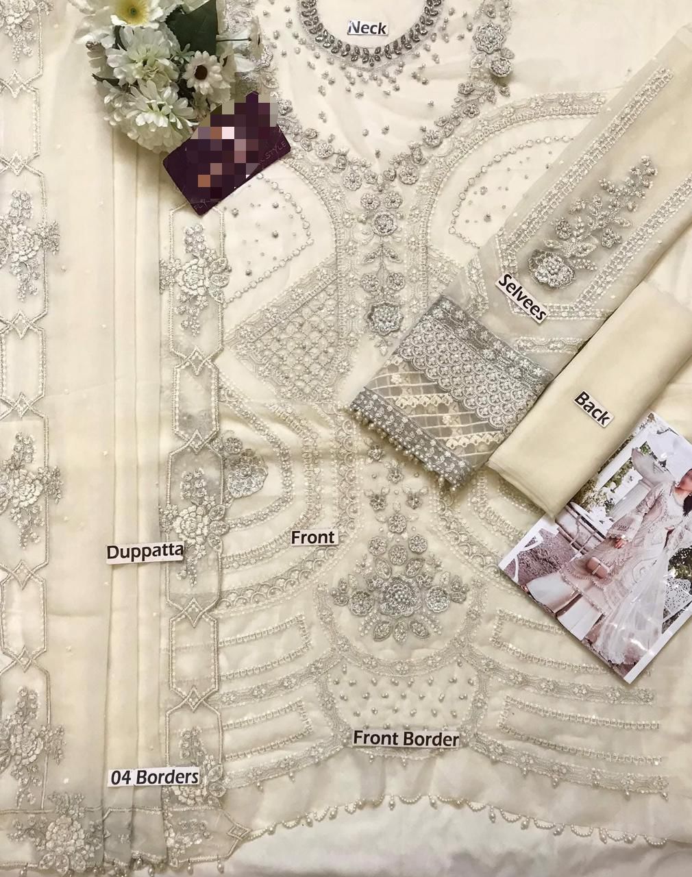 Maria B – Luxe Beige Chiffon Ensemble-MBFS