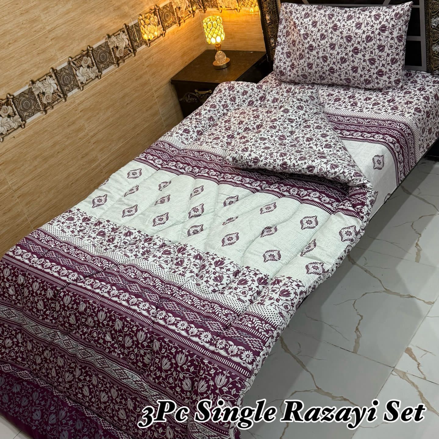 3PC Single Vicky Razai Set 2025 – Premium Mix Cotton with 500 GSM Filling-VR3
