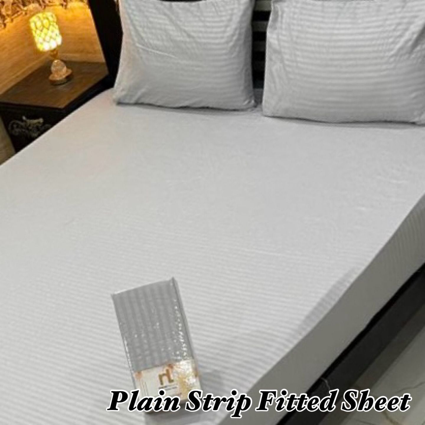 3Pc Micro Strip Fitted Bedsheet Set – King Size with Deep Side Coverage (Available in 8 Colors) - Hut