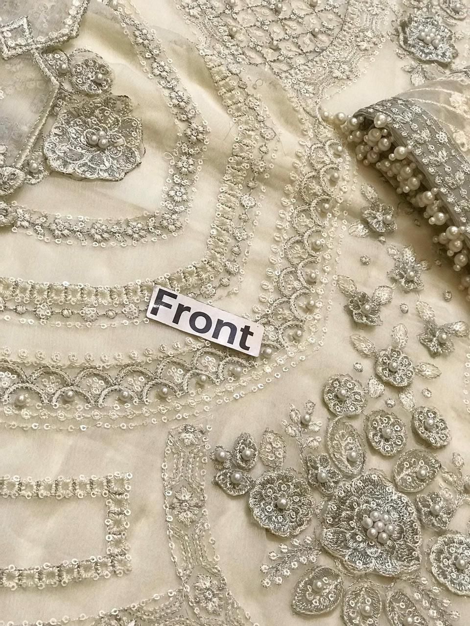 Maria B – Luxe Beige Chiffon Ensemble-MBFS