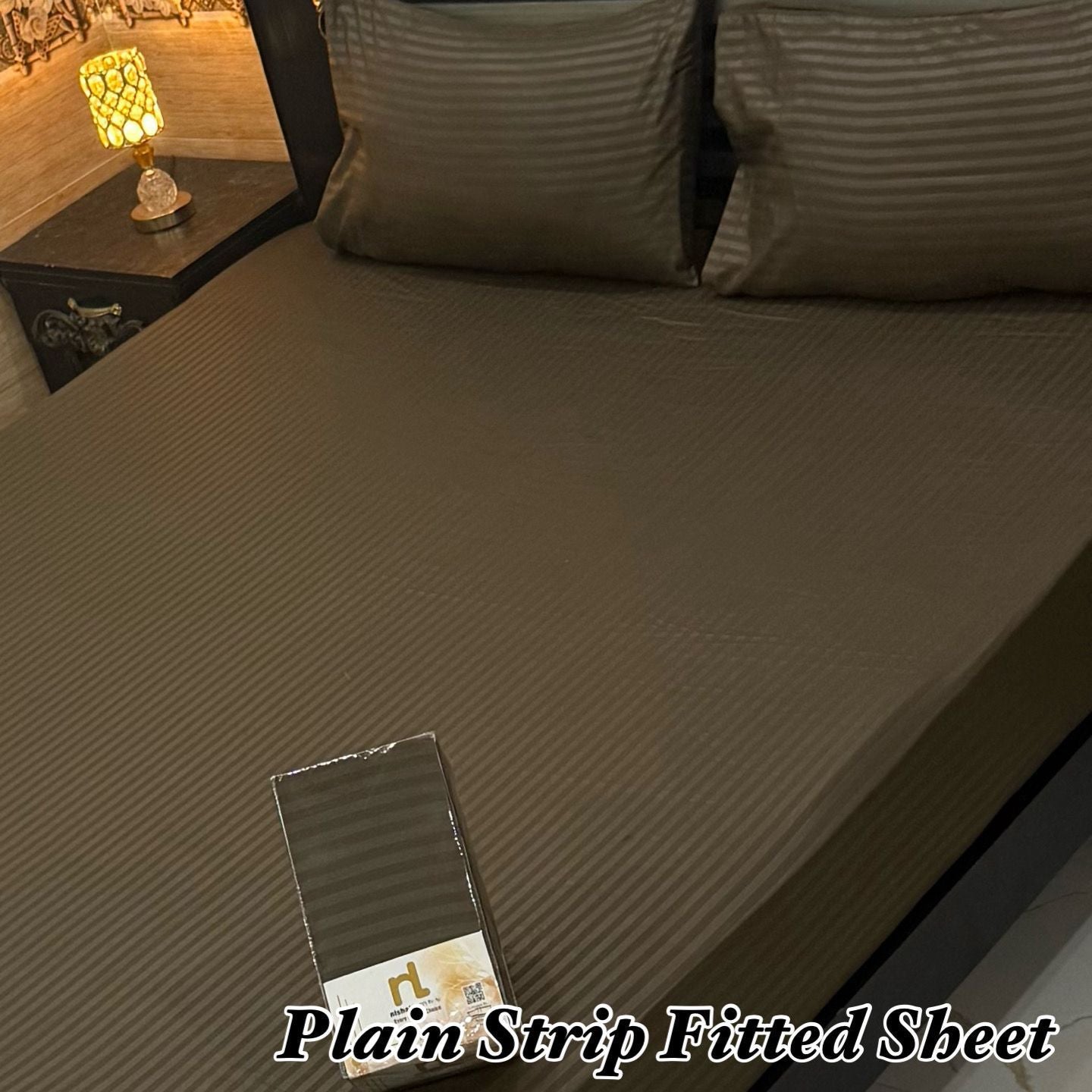 3Pc Micro Strip Fitted Bedsheet Set – King Size with Deep Side Coverage (Available in 8 Colors) - Hut