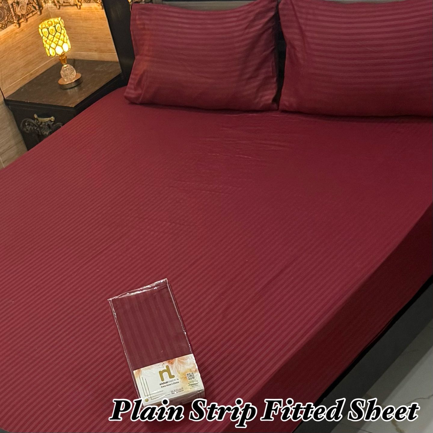 3Pc Micro Strip Fitted Bedsheet Set – King Size with Deep Side Coverage (Available in 8 Colors) - Hut
