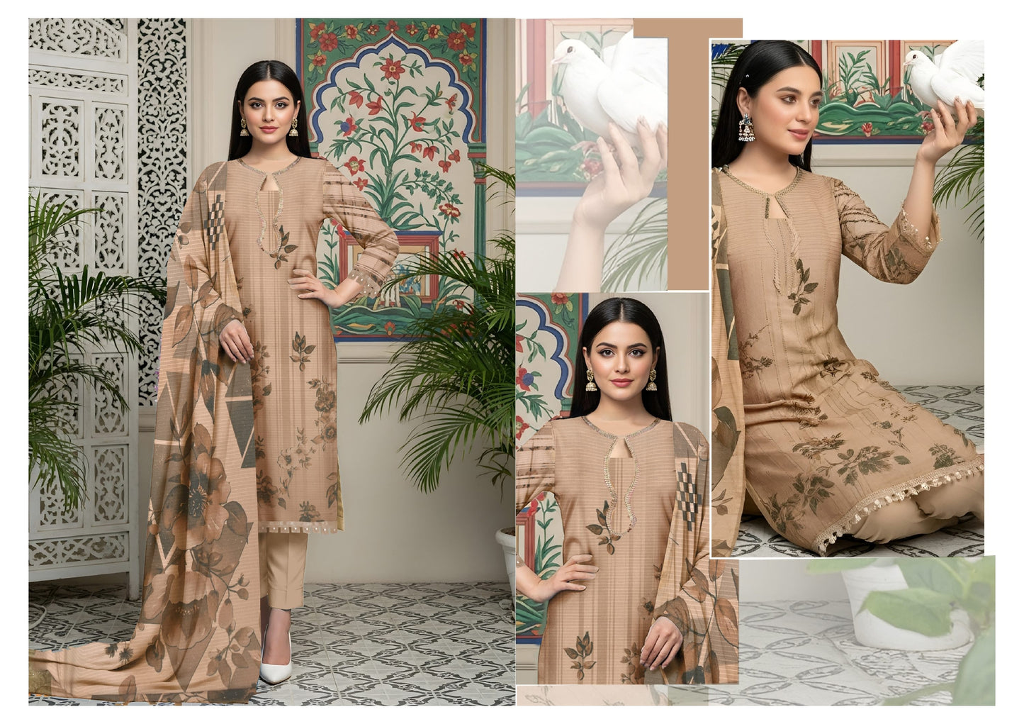 Title: Digital Print Dhanak Banadora 3PC Suit – DHBD-5