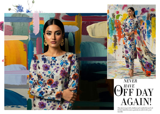 Veloria Fabrics Banadora Digital Printed Allover BDA-2 Linen Suit – Artistic Floral Elegance
